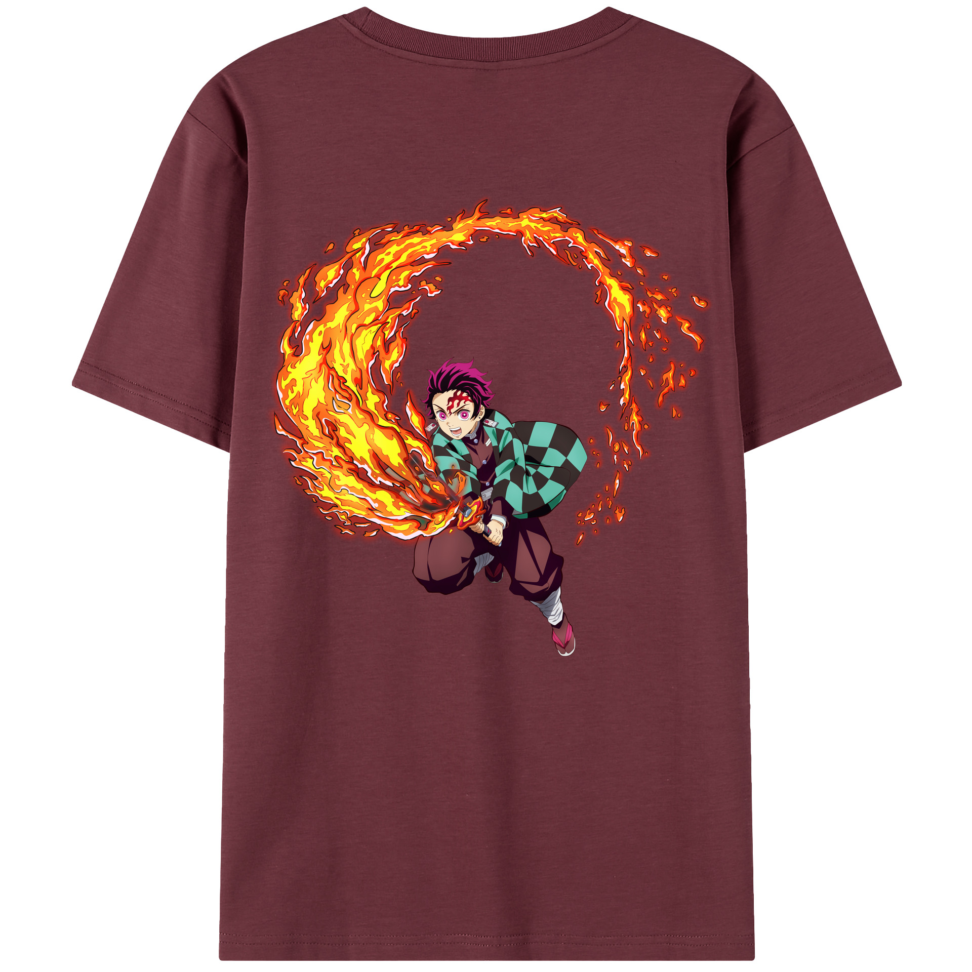 （画像用） 鬼滅の刃 竈門 炭治郎／かまど たんじろう Kamado Tanjirou 綿100％半袖Tシャツ（背面プリント）